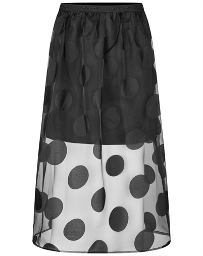 Stine Goya - Elasticated Waistband Midi Nederdel - Dotted Black